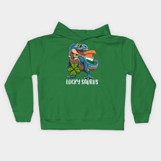 Lucky Saurus Dinosaur T-Rex St Patrick's Day Gift For Boys Kids Kids Hoodie